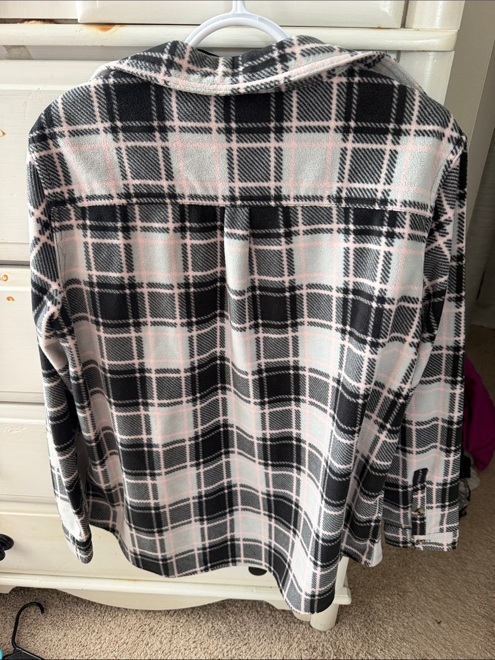 Time and Tru Black and Light Pink Plaid Shacket - Picture 3 of 3